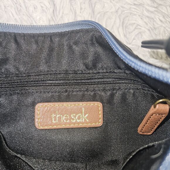 THE SAK Olvera Steal Blue Canvas Crossbody Bag Gray Blue Multi Pocket - Picture 11 of 16